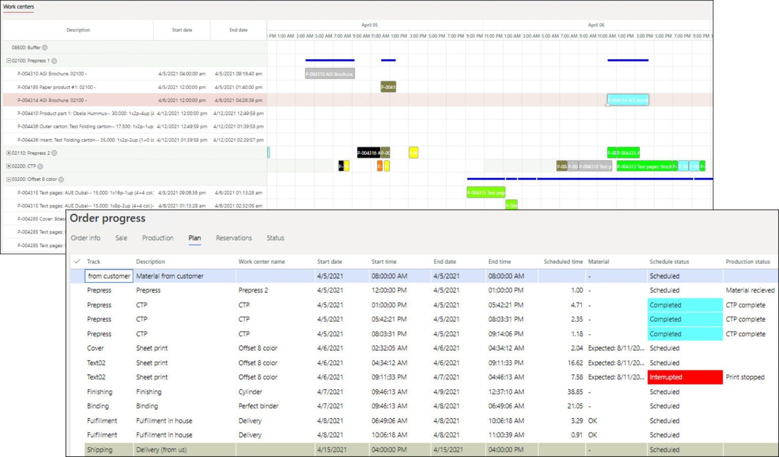 DynamicsPrint Software - Scheduling - the ultimate tool to organize your production the most efficient way