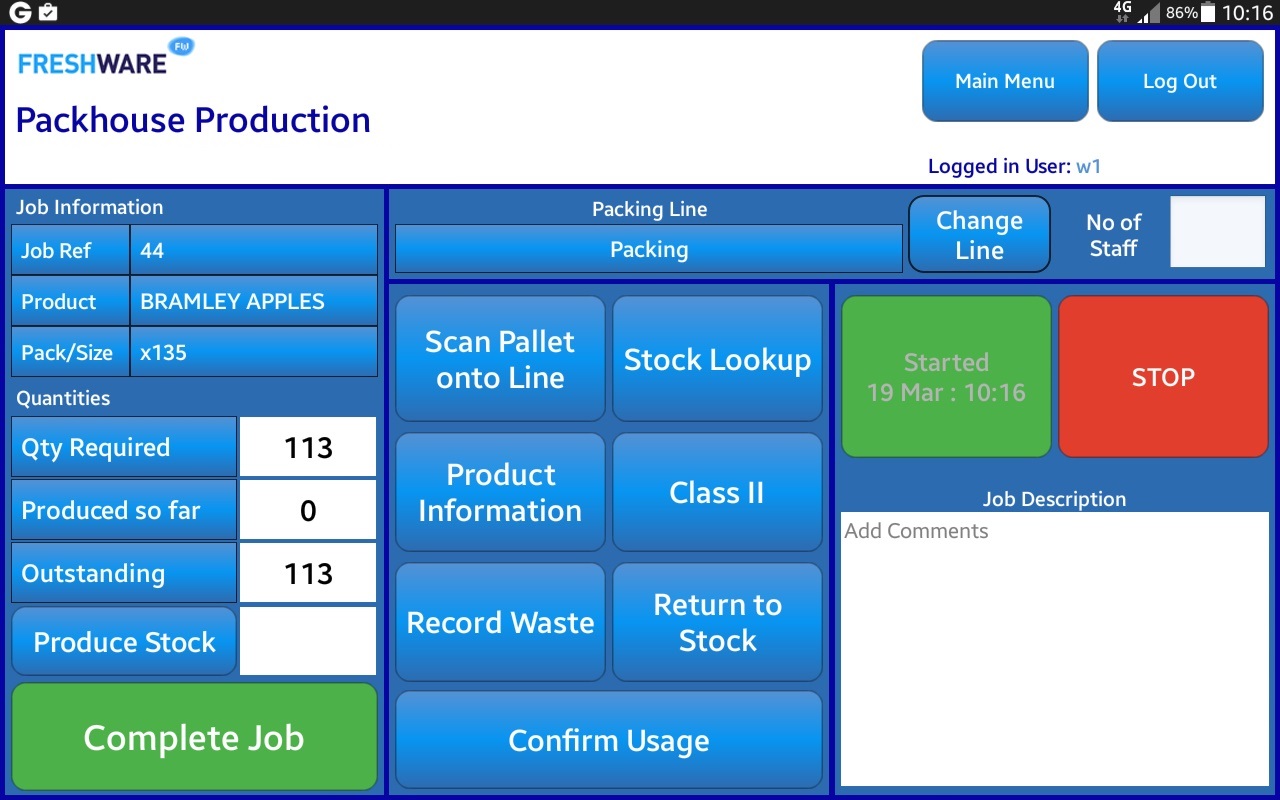 Packhouse Production Management Mobile App