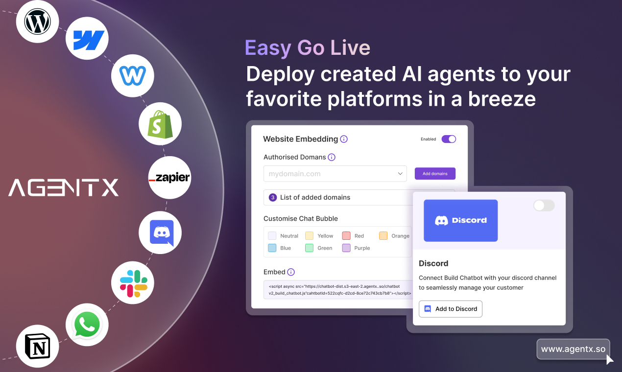 AgentX - Your Reliable AI Agent Chatbot Build Platform - easy deployment to chat app and other platforms