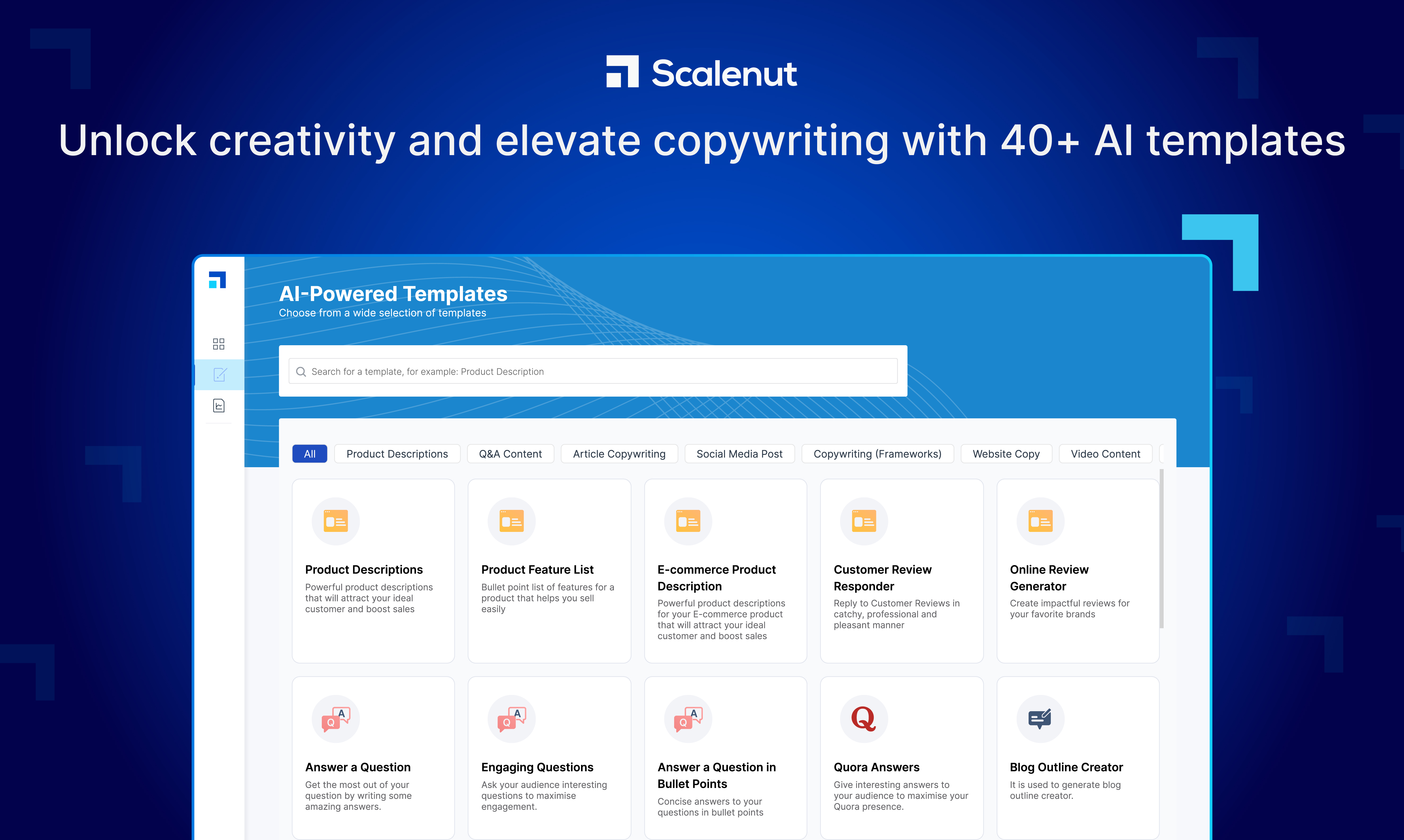 Unlock creativity and elevate copywriting with 40+ AI templates
