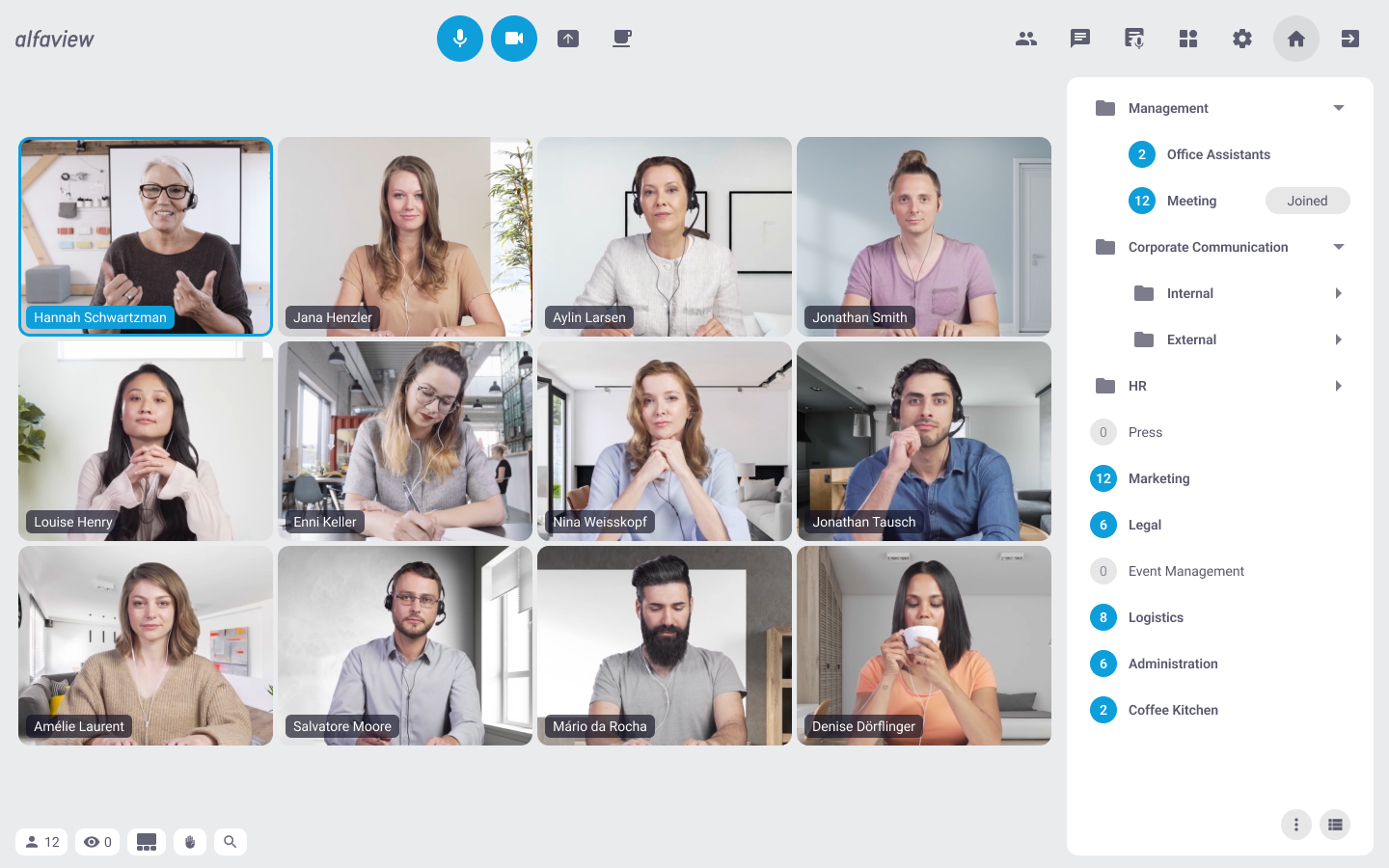 alfaview screenshot: Room structure in alfaview