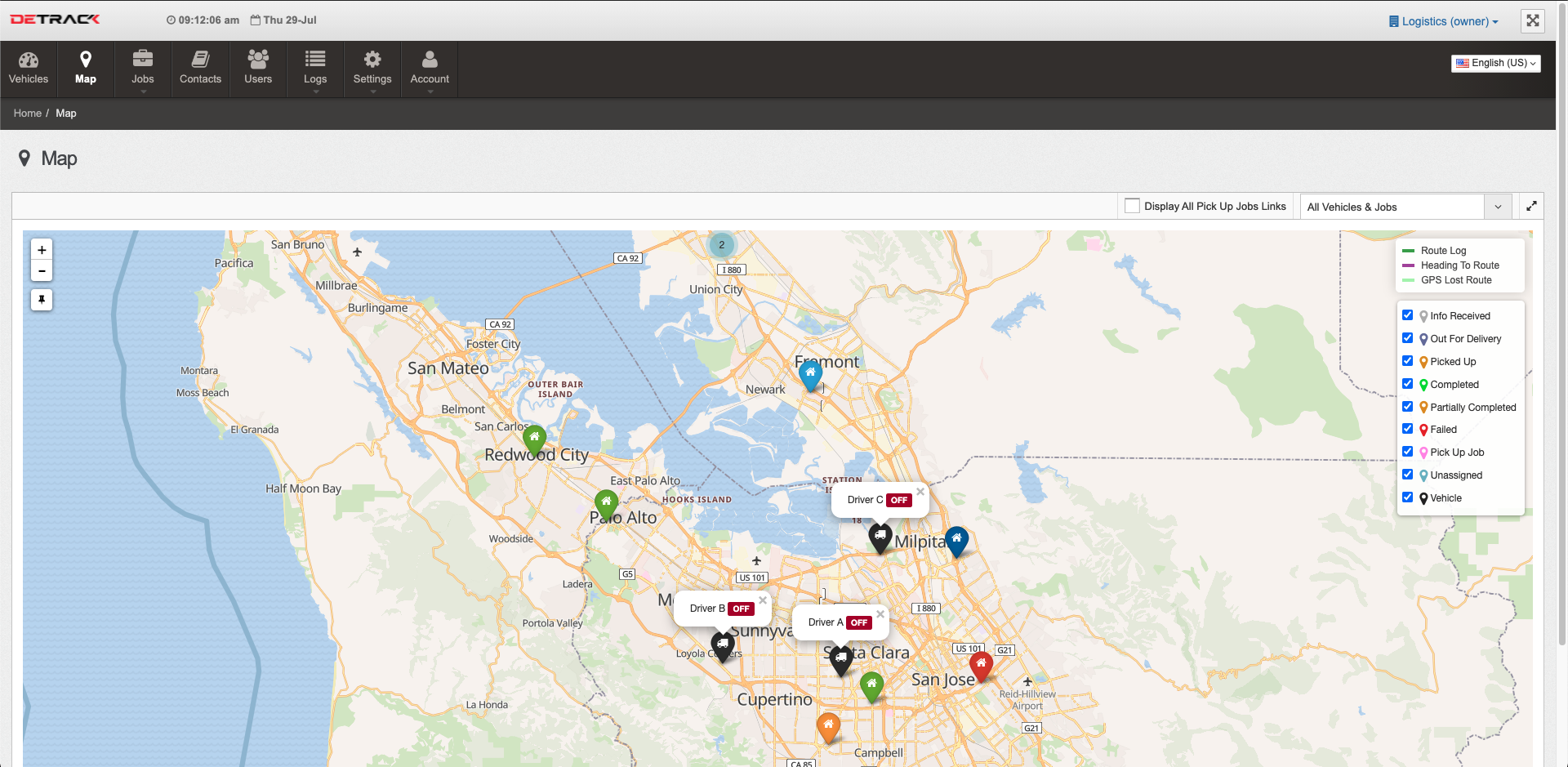 Detrack Software - Map View