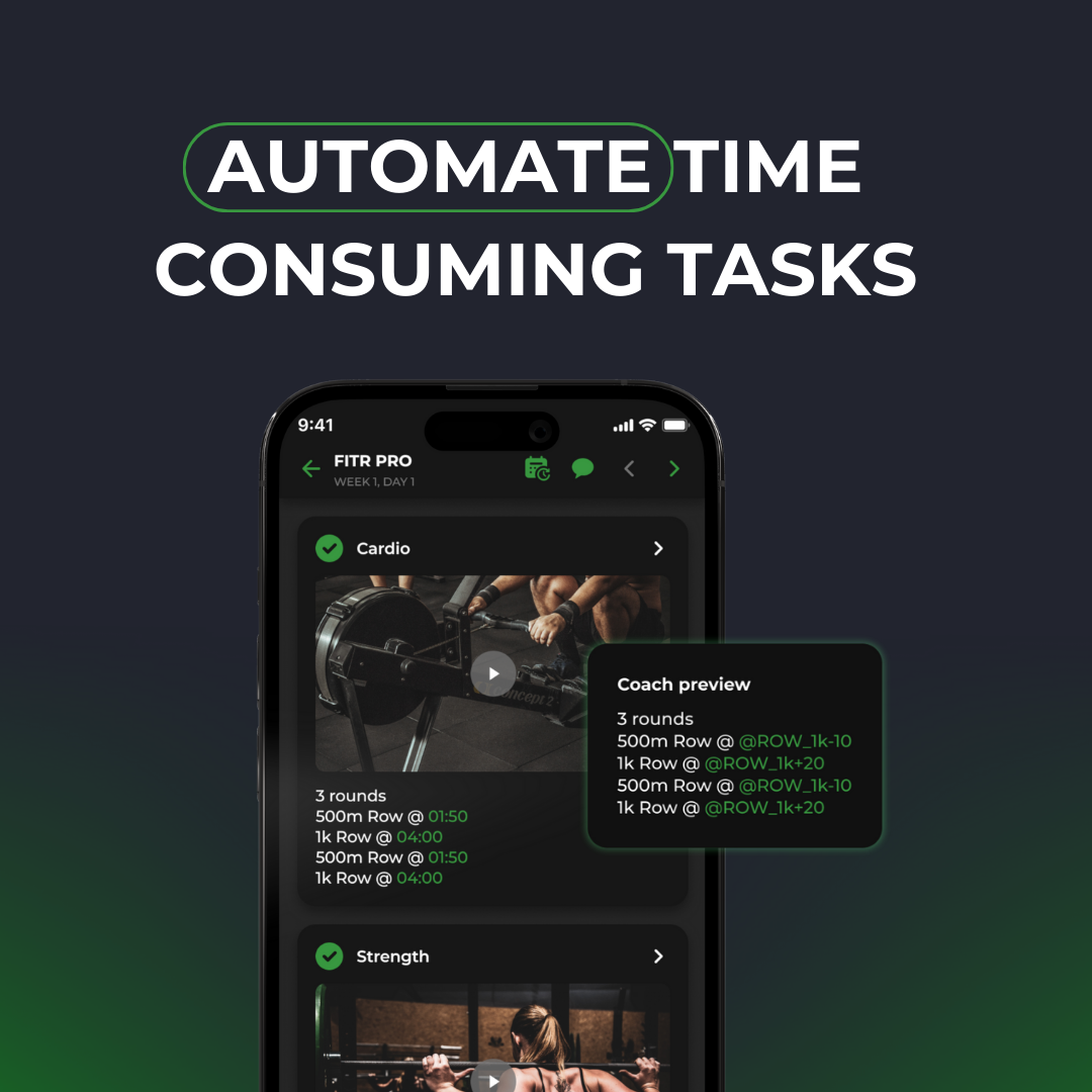 Automate time consuming tasks, including our benchmarks feature which calculates the percentages if your client's one rep max so they don't have to at the gym. 