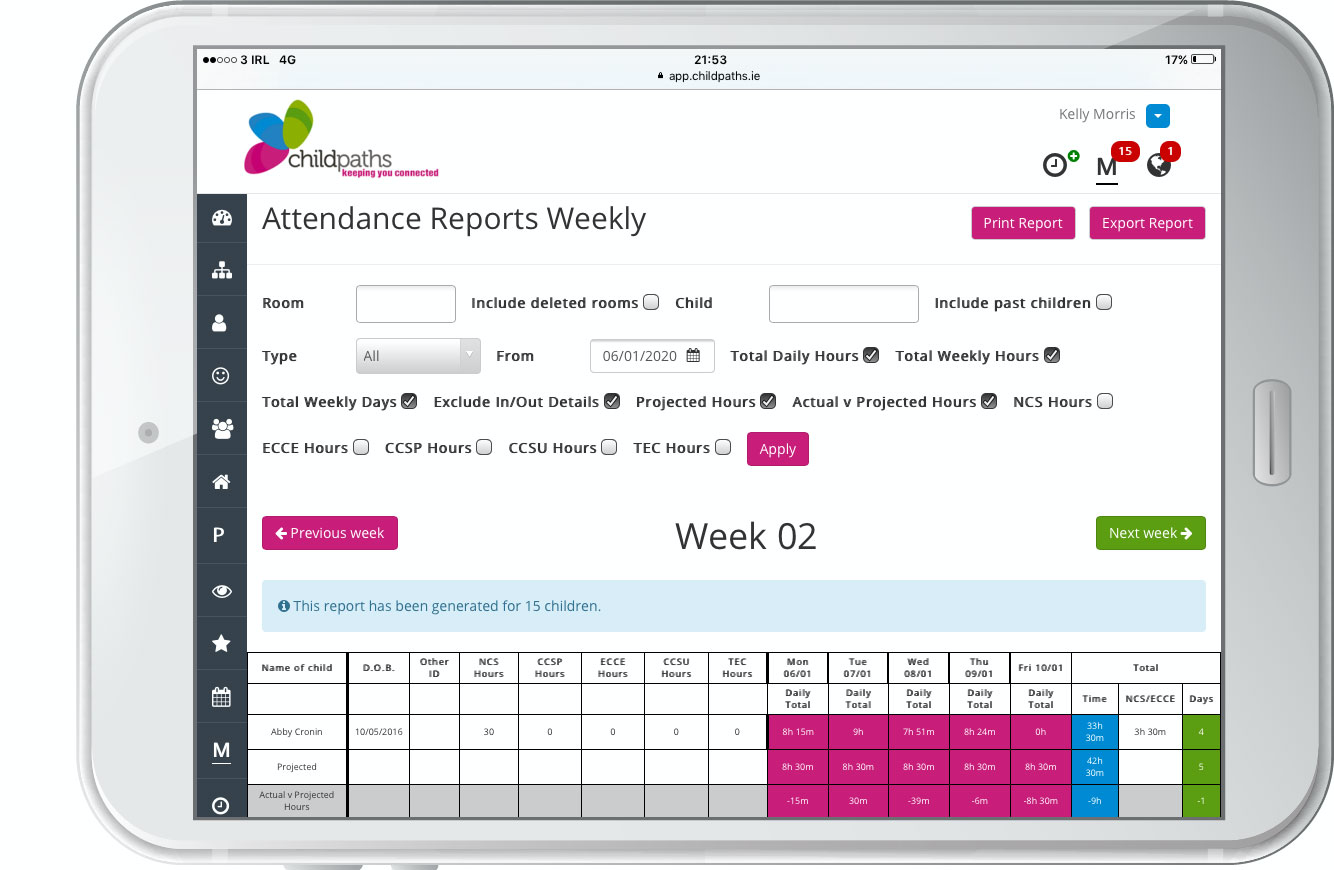 Child Paths Software - Child Paths attendance tracking