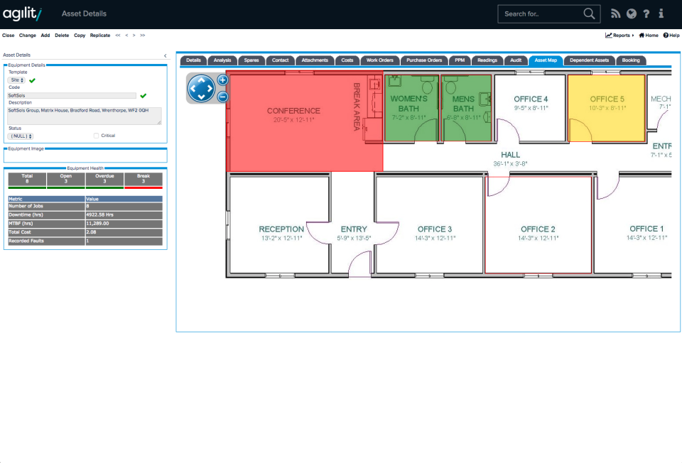 View the asset map and record asset details