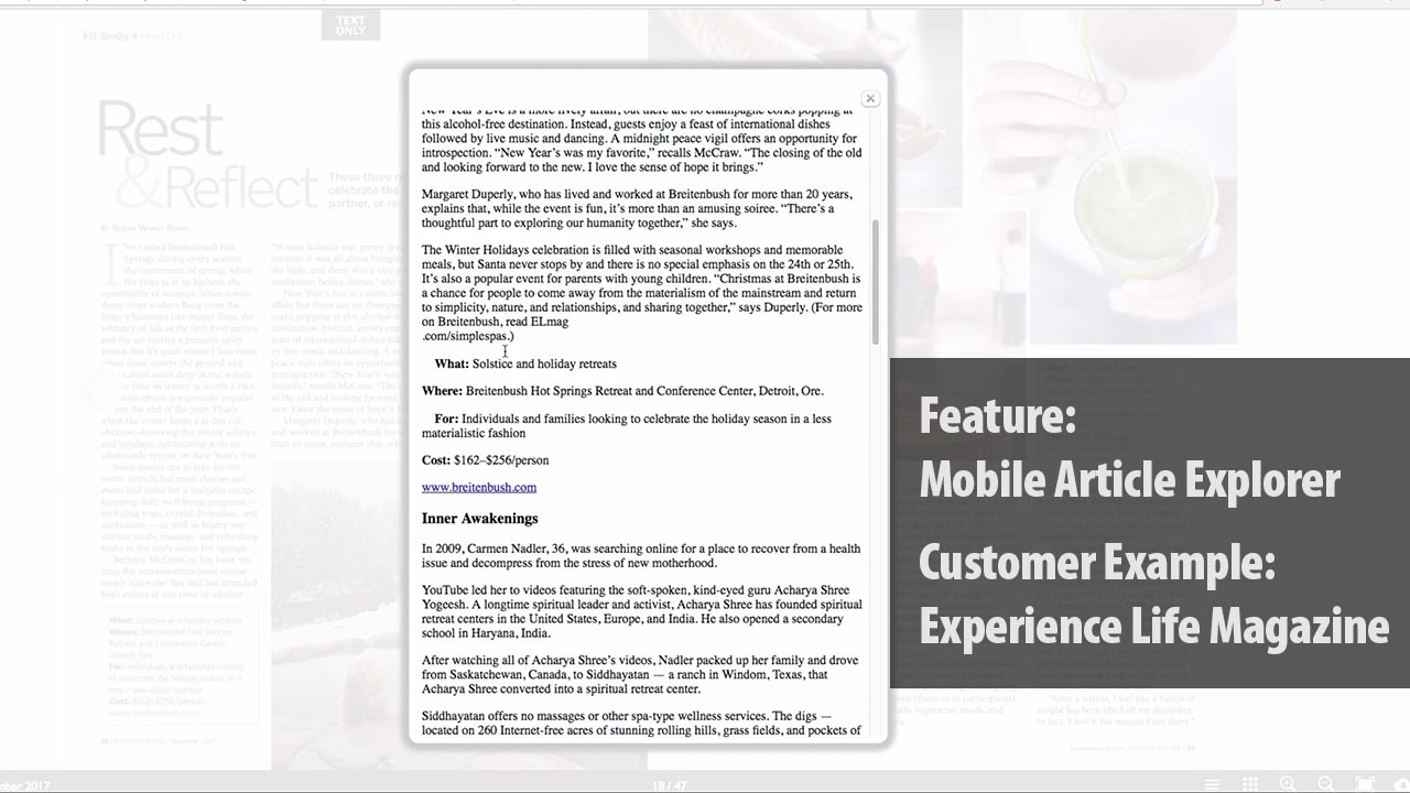 In addition to being responsive, in5 includes mobile-friendly features like a special article viewer that lets you keep your InDesign layout, while providing an easy-to-read option.