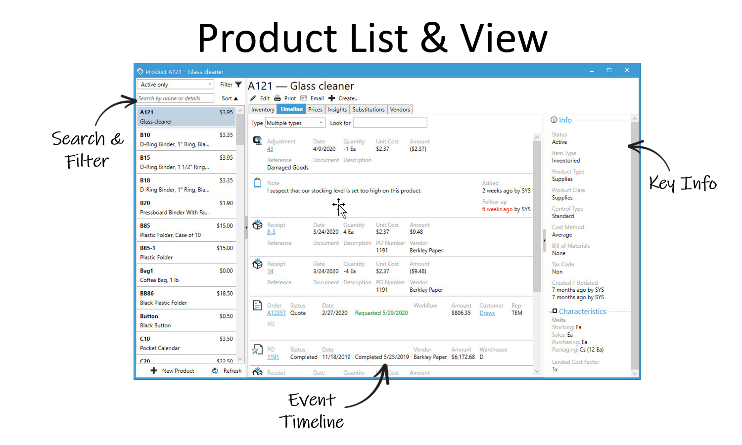 Acctivate Inventory Management Software - Product List & View