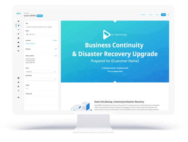 Kaseya Quote Manager screenshot: Kaseya Quote Manager quotes