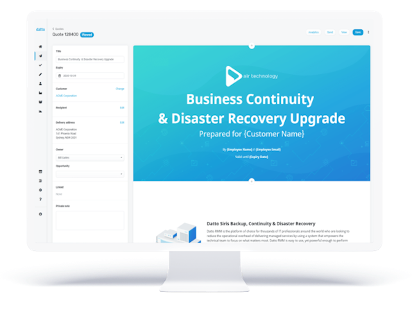 Datto Commerce screenshot: Datto Commerce quotes