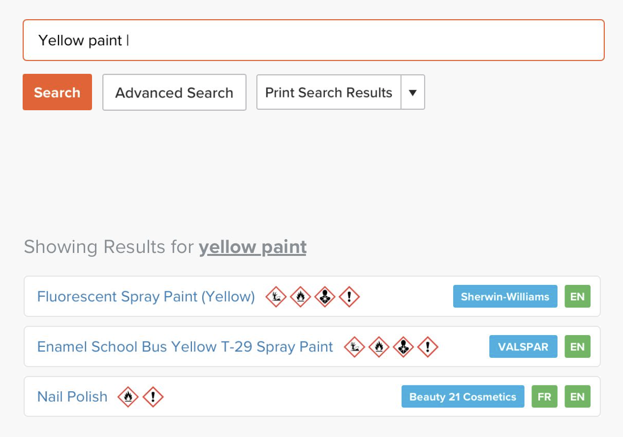 CanadaSDS SDS Management screenshot: Amazing, fast, easy Google-like SDS searching.