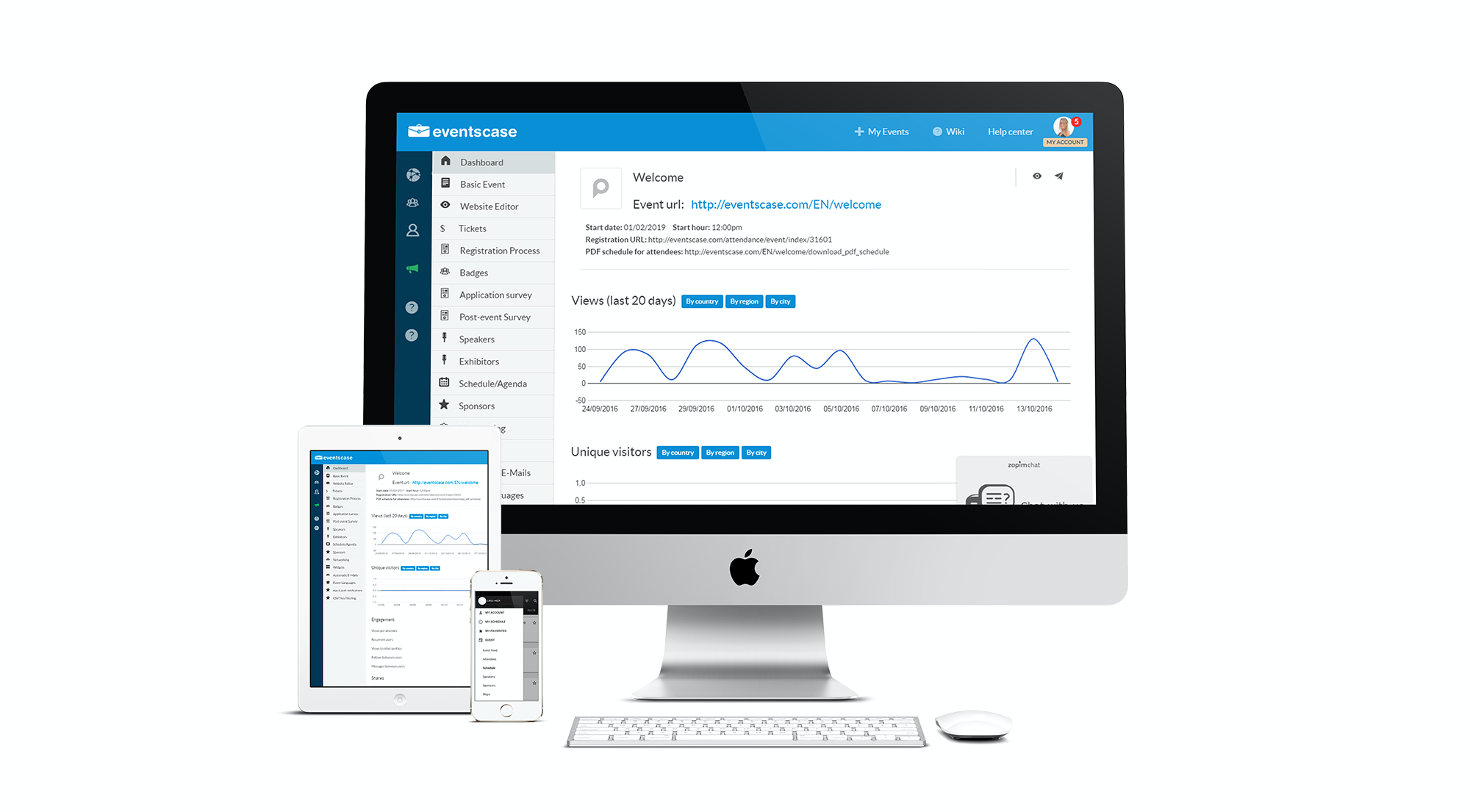 EventsCase can be accessed on desktop, tablet and mobile