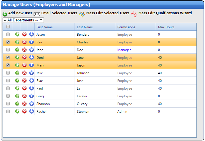 WorkSchedule.Net screenshot: WorkSchedule.Net user management
