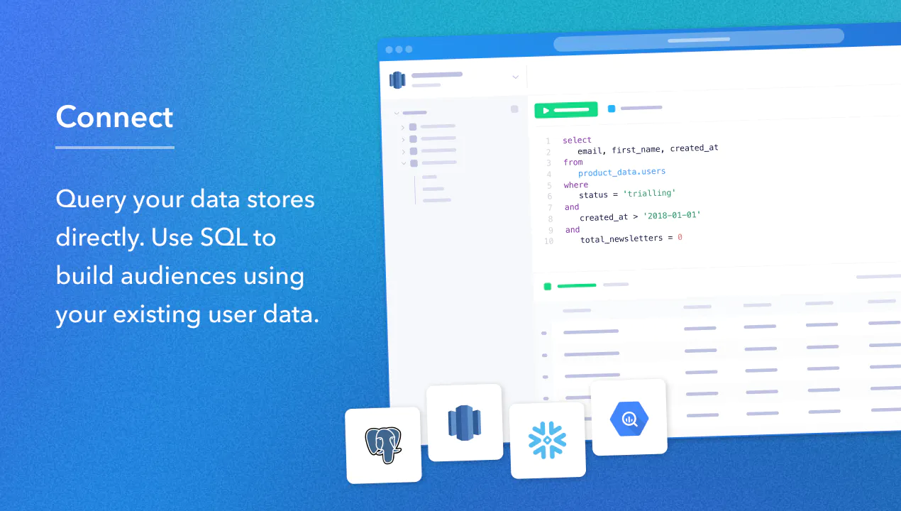 Vero Connect screenshot: Connect to your data source.