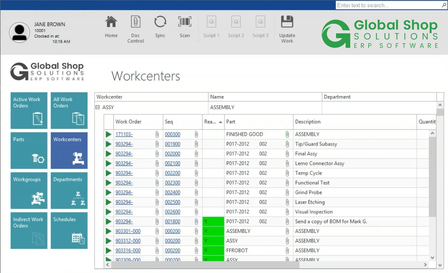 Global Shop Solutions Software - Global Shop Solutions Workcenters