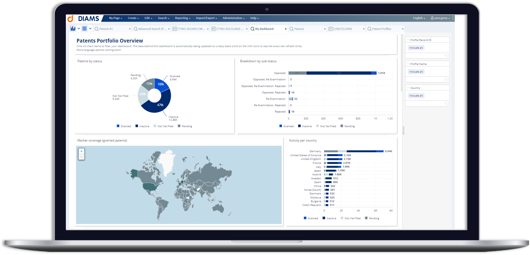 DIAMS Software - Reporting & dashboards