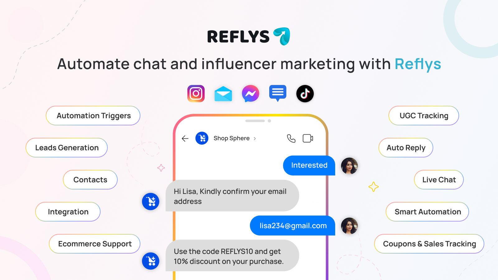 Reflys screenshot: Automate Chat & Influencer Marketing with Reflys