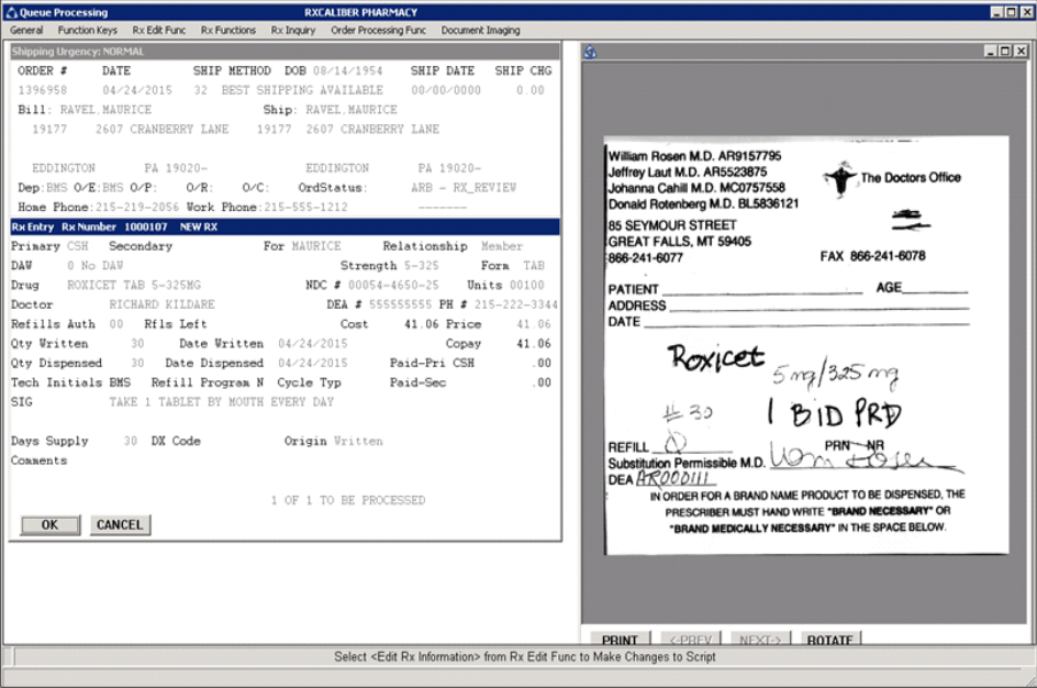 Rx30 Software - Rx30 Pharmacy System Queue processing