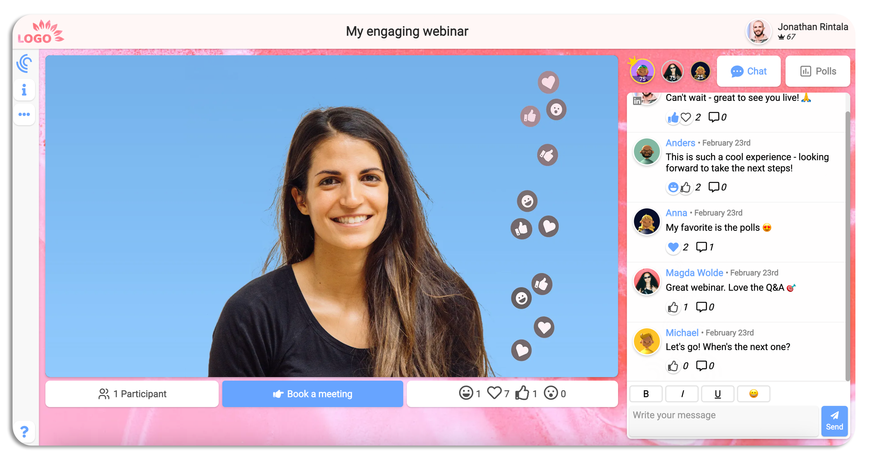 Univid screenshot: Univid book meeting