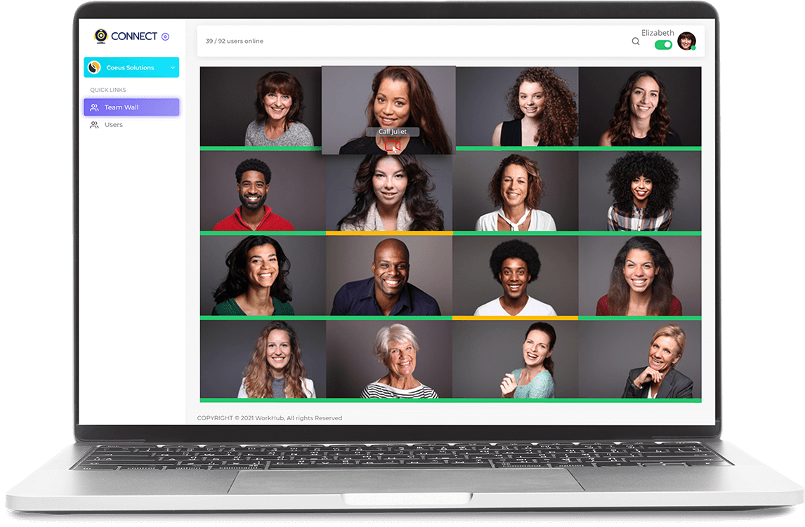 WorkHub Connect screenshot: Live & Interactive Team Wall