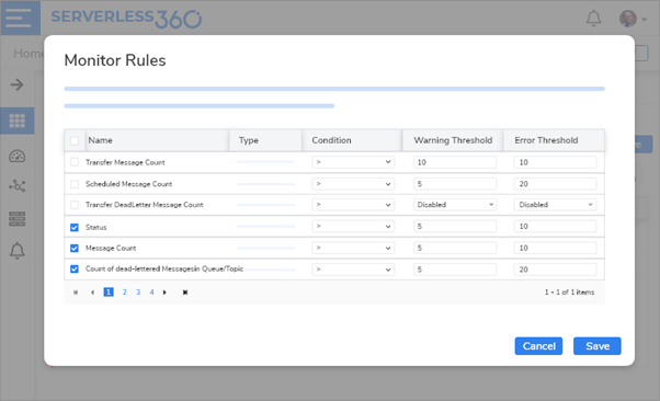 Serverless360 Software - Monitor Rules