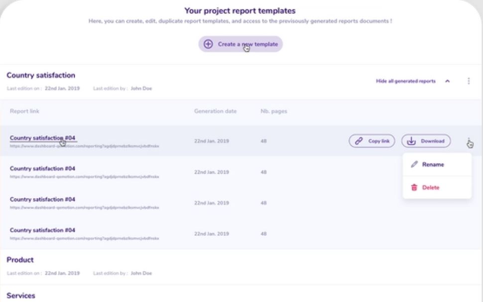 Qemotion screenshot: Qemotion project report templates
