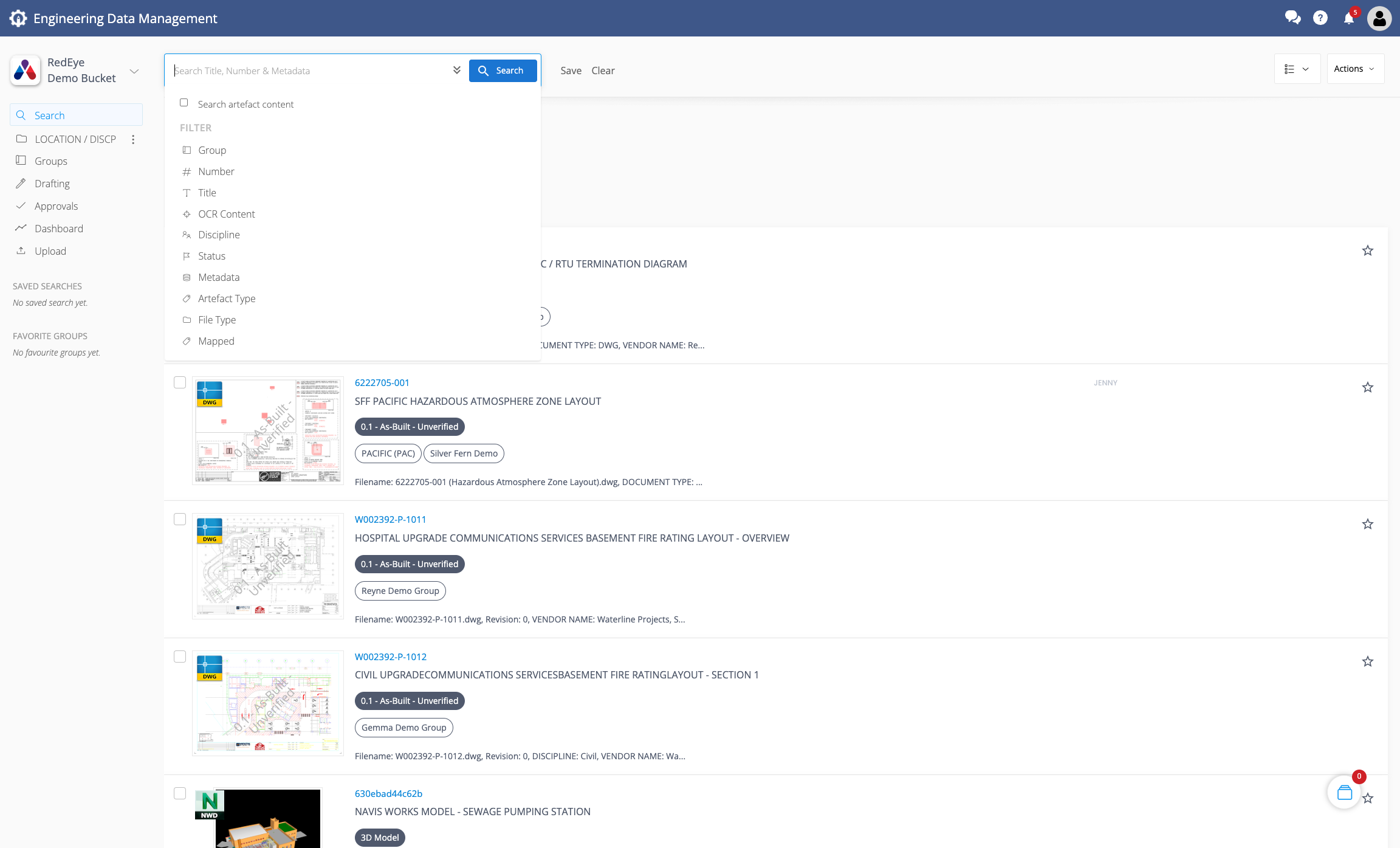 RedEye screenshot: RedEye advanced search