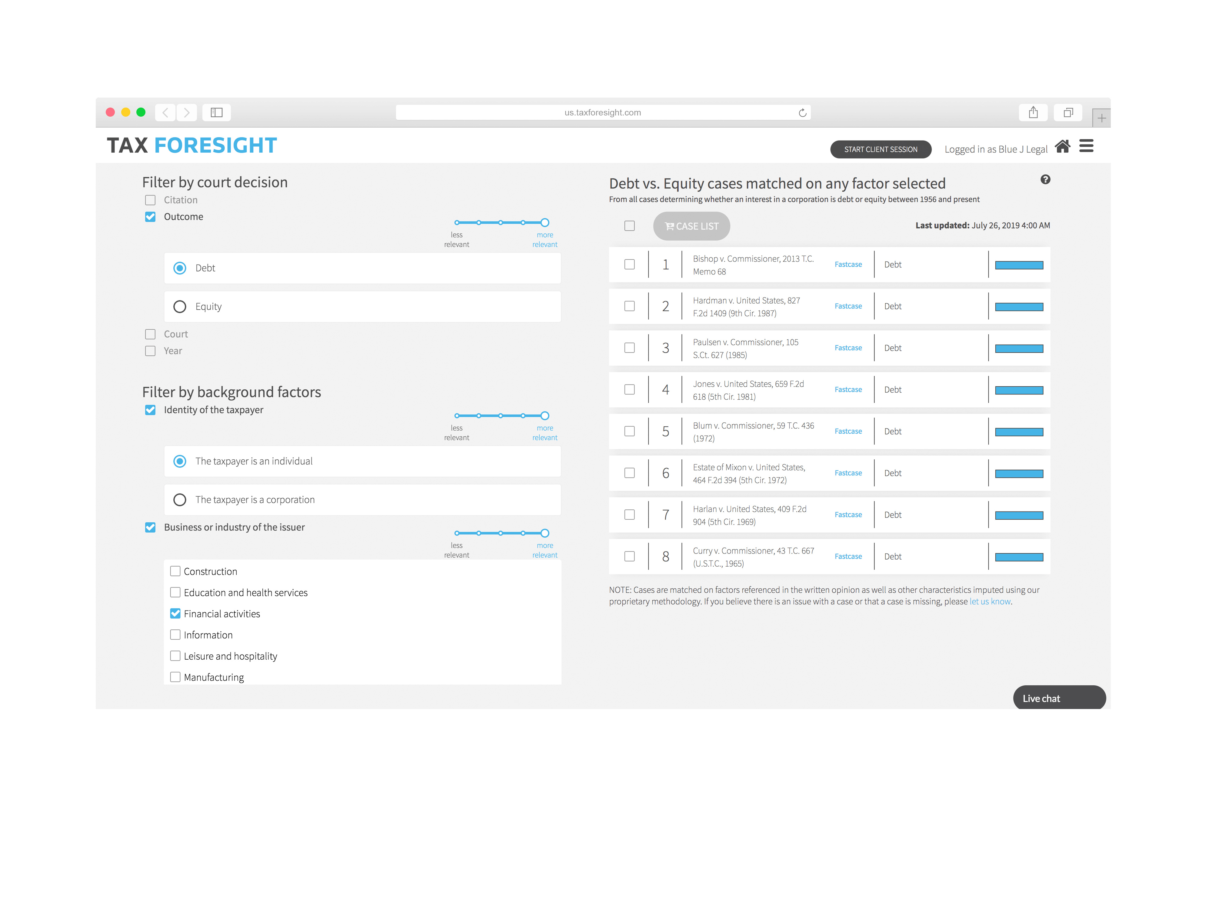 U.S. Tax Foresight filters by court decision.