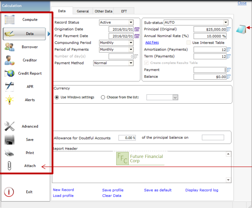 Margill Loan Manager calculation tool screenshot
