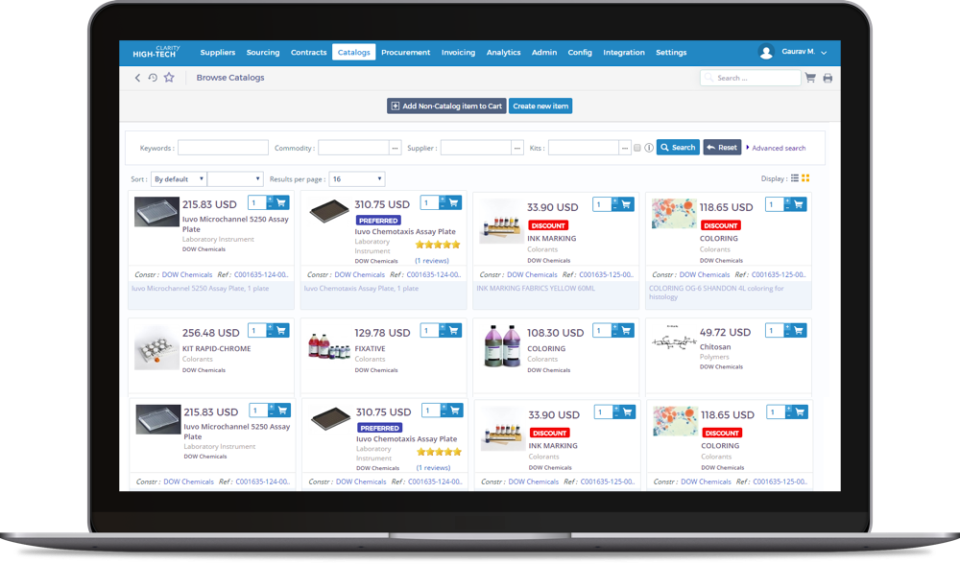 Create a searchable online catalog to manage products and services