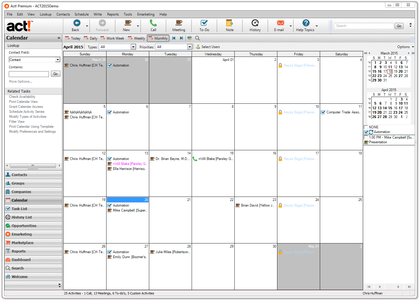 Calendar view