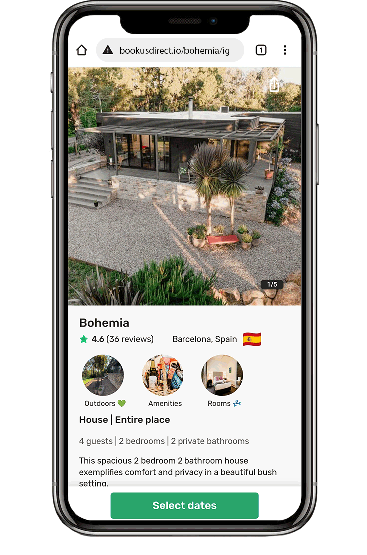 bookusdirect screenshot: Direct booking link landing page