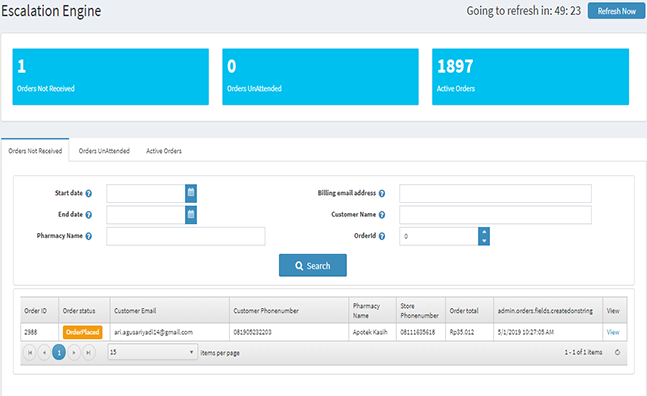 ZibMEDS screenshot: ZibMEDS escalation engine