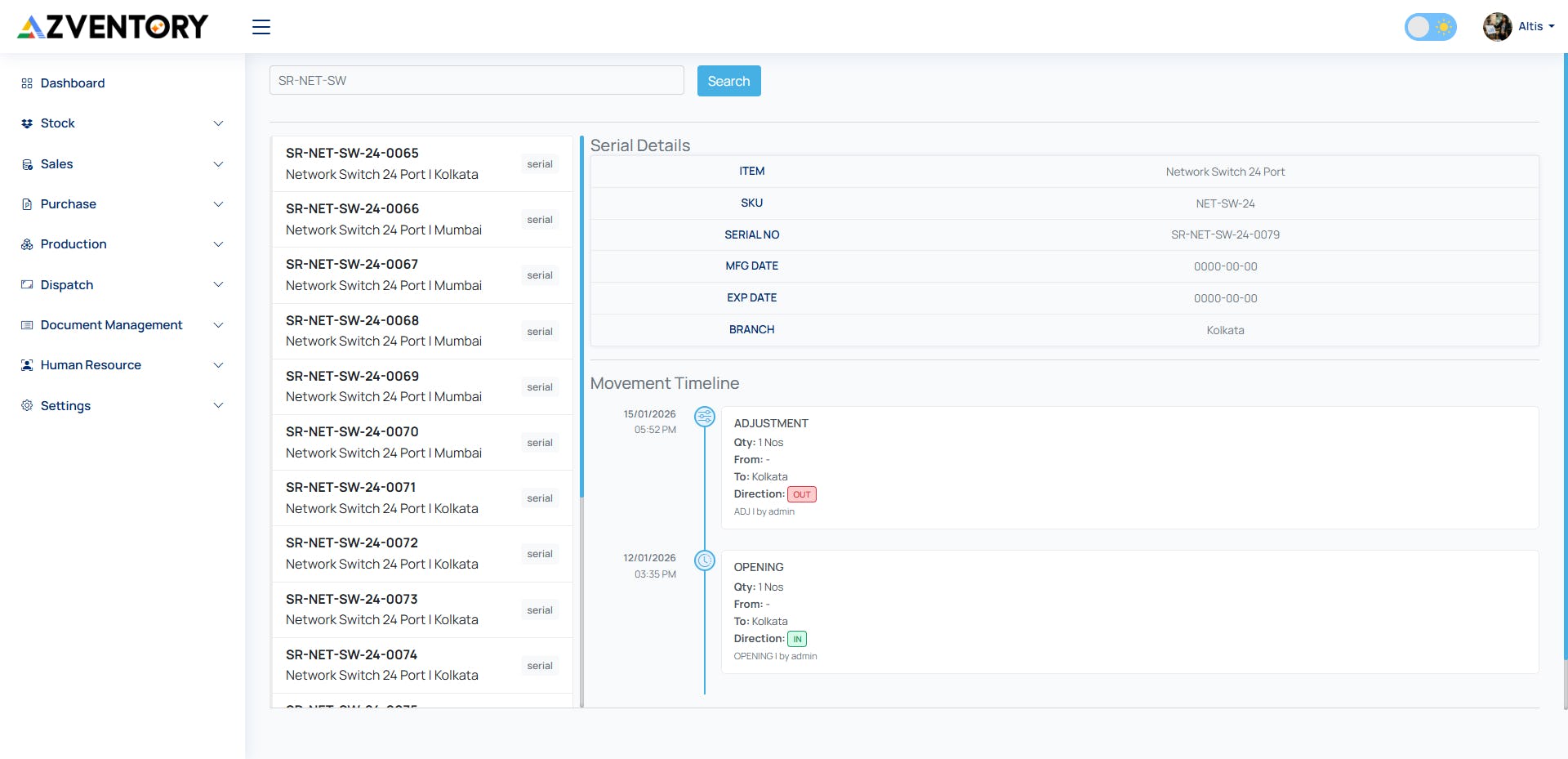 Zventory Software - Zventory serial tracking