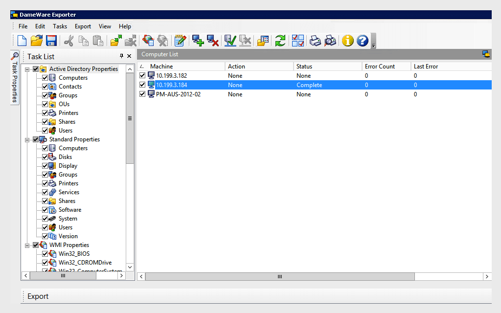 Dameware Remote Support computer list