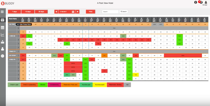 Buddy Software - Bookings can be viewed and allocated to beds/rooms