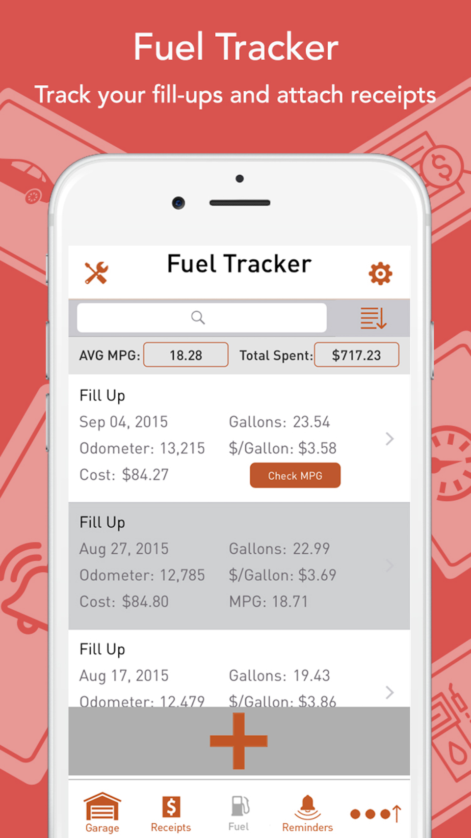 Track fuel & monitor MPG