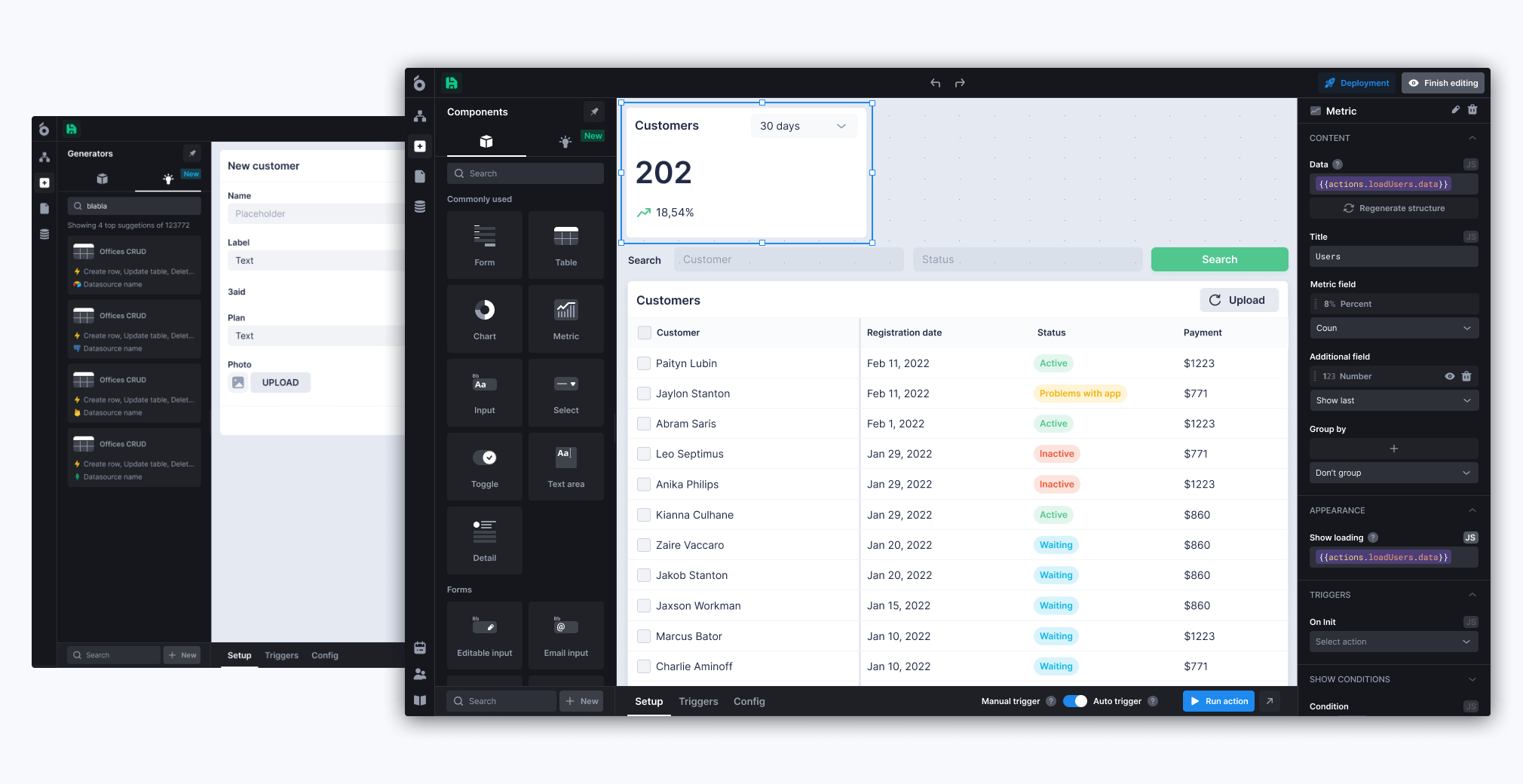 UI Bakery screenshot: Save up to 90% of software engineers' time for app development and maintenance.