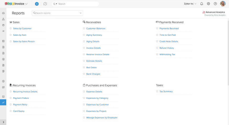 Zoho Invoice Programvara- 2