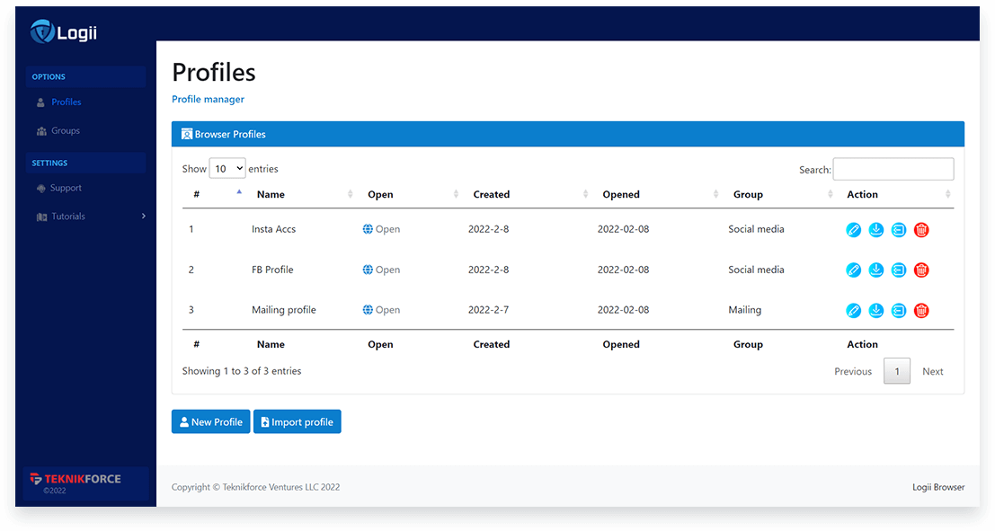 Logii Browser Software - Create multiple profiles with individual environment