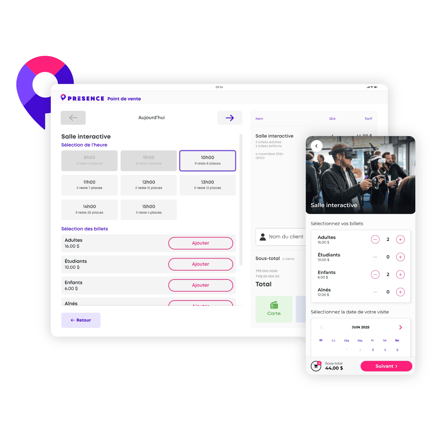 Présence screenshot: Présence Frontoffice