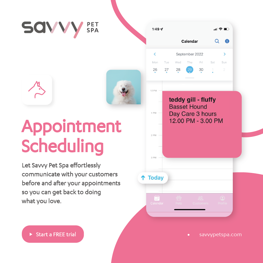 Savvy Pet Spa makes scheduling your appointments a breeze. 
