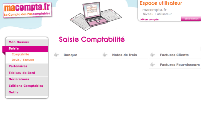 Macompta.fr screenshot: macompta.fr accounting management