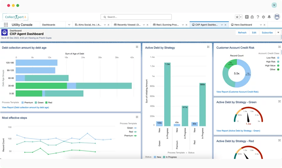 CollectXpert screenshot: CollectXpert CXP agent dashboard