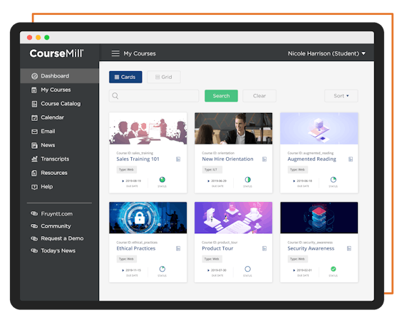 CourseMill screenshot: CourseMill dashboard