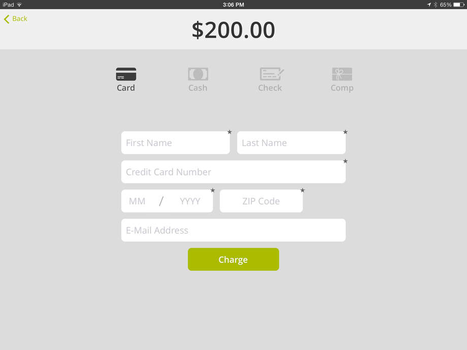 Vendini TicketAgent add card screen