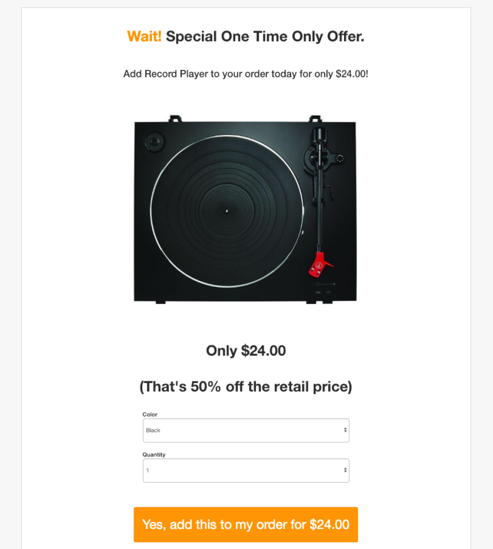 Post Purchase One-Click U-thumb