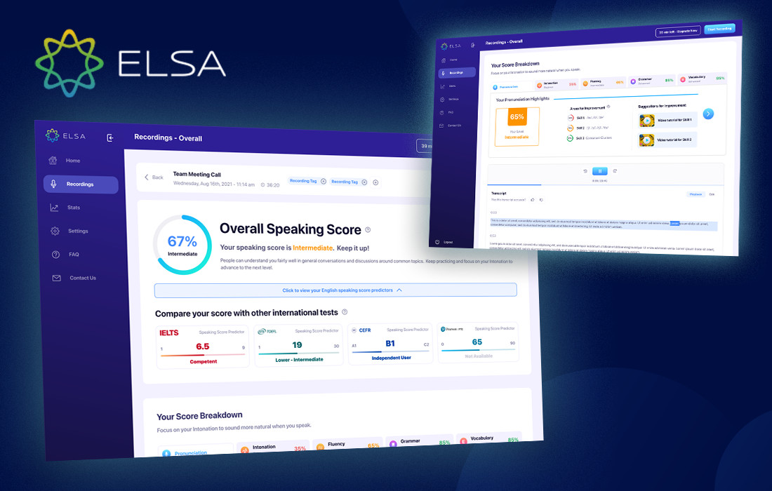 ELSA Speech Recognition API screenshot: Top Speech Recognition AI technology in the industry