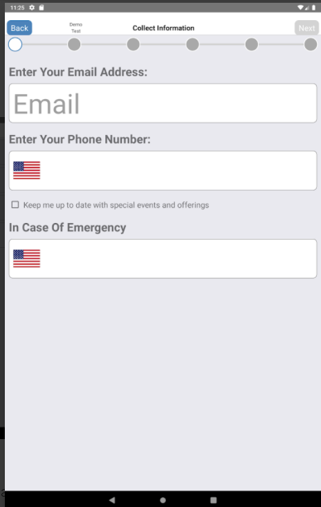 AWaiver screenshot: aWaiver collect information