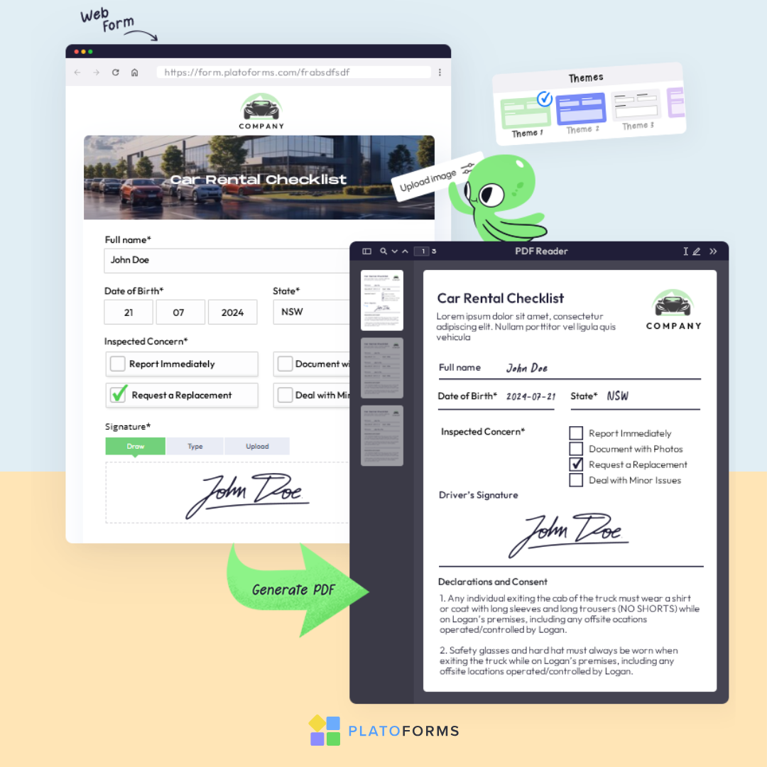 PlatoForms Software - Customize with a Variety of Templates
1. One-click template use
2. Library of visual form fields
3. Works on any device