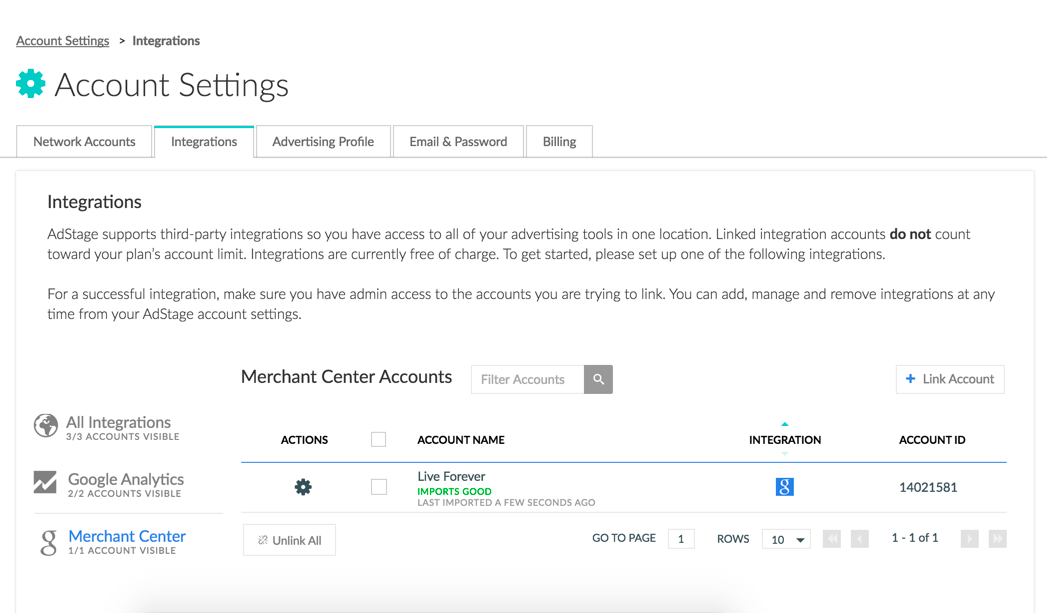 AdStage Software - AdStage integrates with Google Analytics and Google's Merchant Center